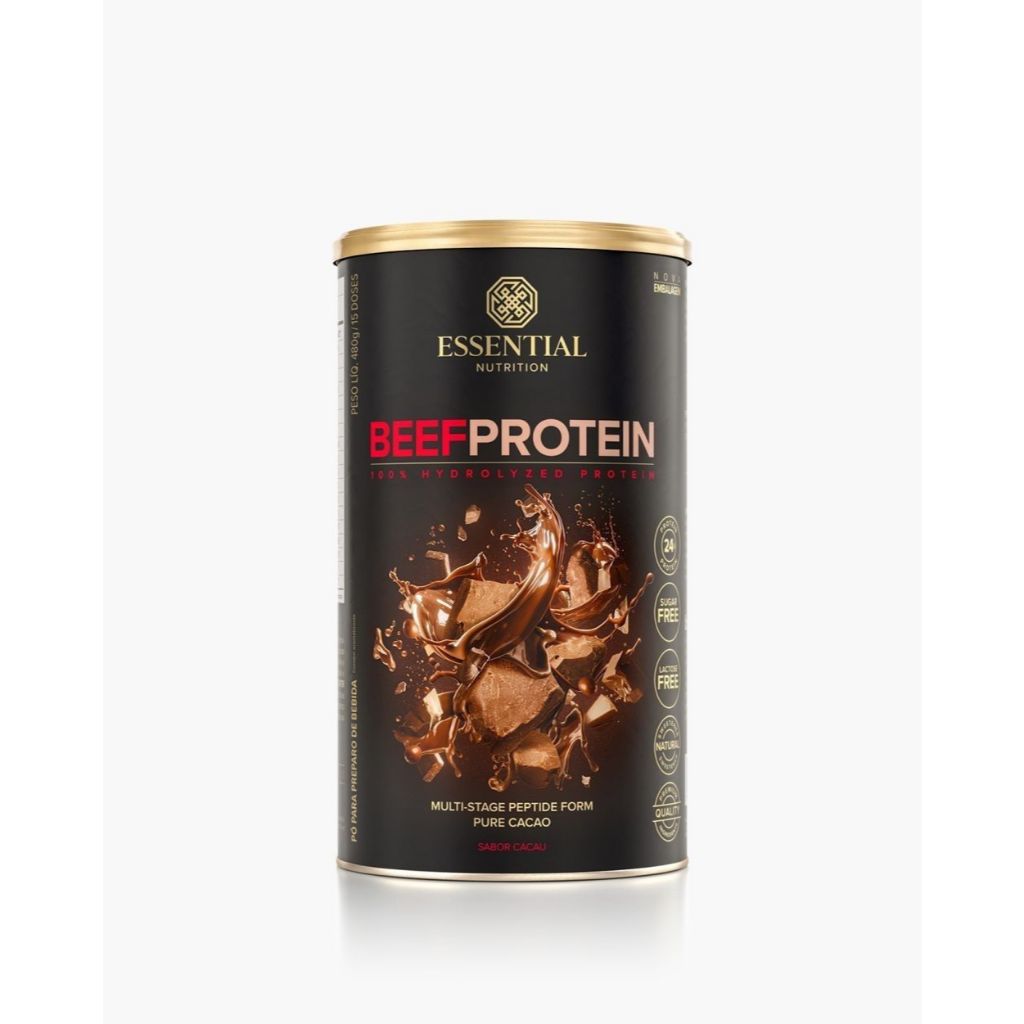 Essential Nutrition Whey Beef Protein Cacao Proteina Carne Beef Lata 480g