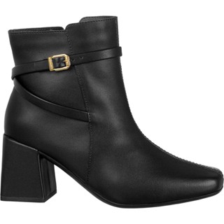 Bota Feminina GiGiL Bico Quadrado Cano Curto Salto Bloco Médio Detalhe Lateral Fivela Casual Clássica Elegante Conforto em Oferta na Shopee