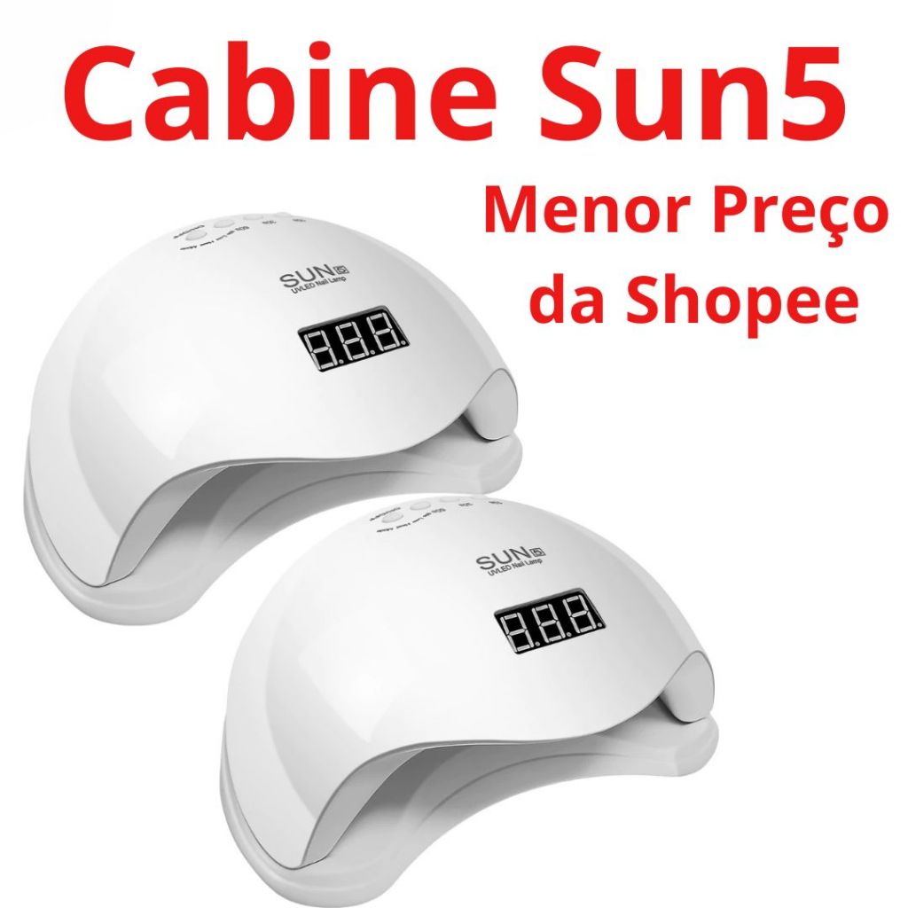 Kit Cabine Led's SUN 5 OU Sugagor Nail Digital 48w Bivolt Sun Unhas Gel Acríge em Oferta na Shopee