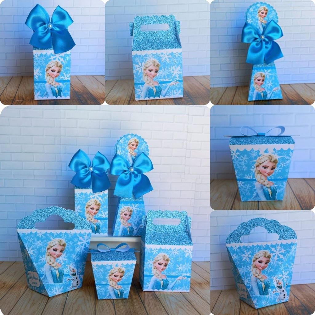 PEGUE E MONTE/MONTADO - Kit Festa Personalizados Frozen Lembrancinhas Caixinhas para Festa