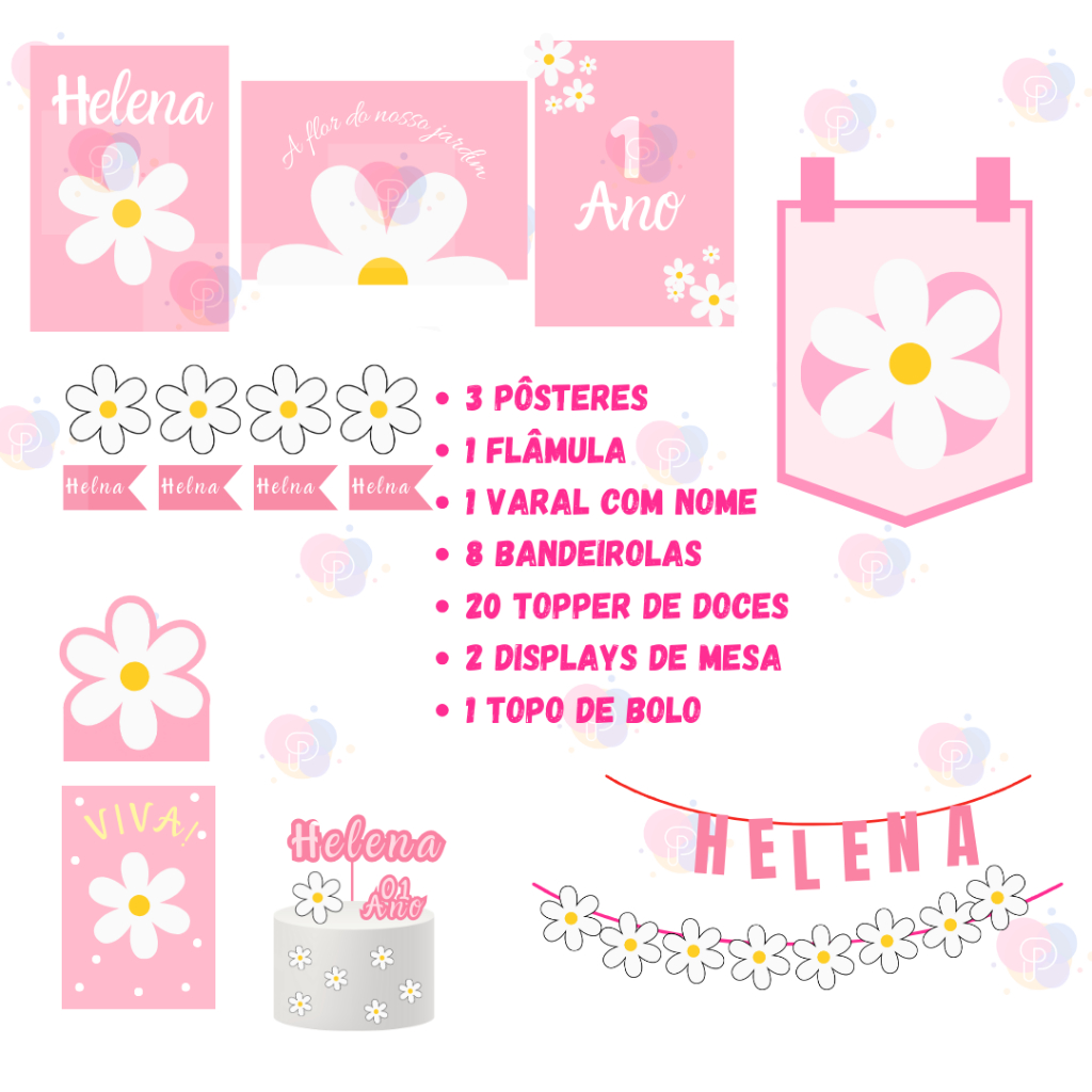 Kit Festa Margaridas Completo Margaridas Só Um Bolinho Personalizado Decoração Infantil Fest em Oferta na Shopee