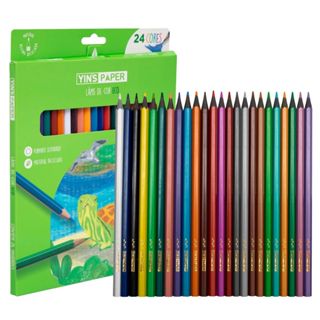 Kit Lápis de Cor 24 Cores Ecológico material escolar atacado em Oferta na Shopee