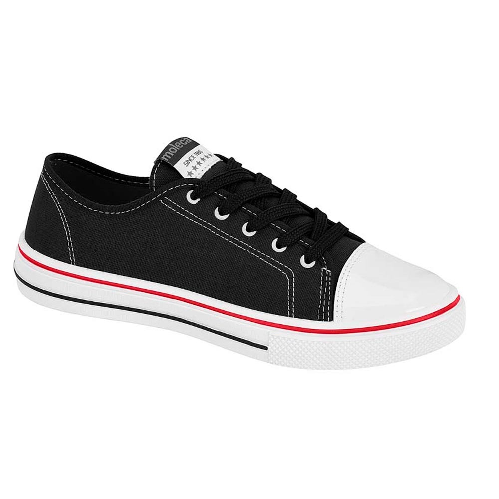 Tênis Feminino Original Moleca Star Lona Preto Branco Urbano Moda Casual Passeio Confortável