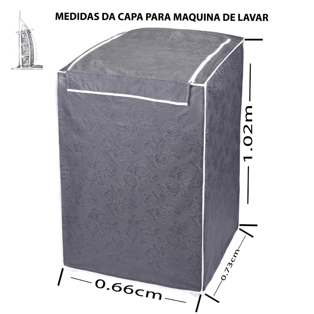 Capa Para Máquina Impermeável de 12 a 16 KG Luxo Padrão Desenhado Não Risca Várias Cores em Oferta na Shopee