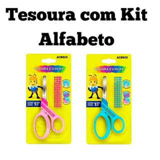 Tesoura Escolar Com Kit Alfabeto | Acrilex em Oferta na Shopee
