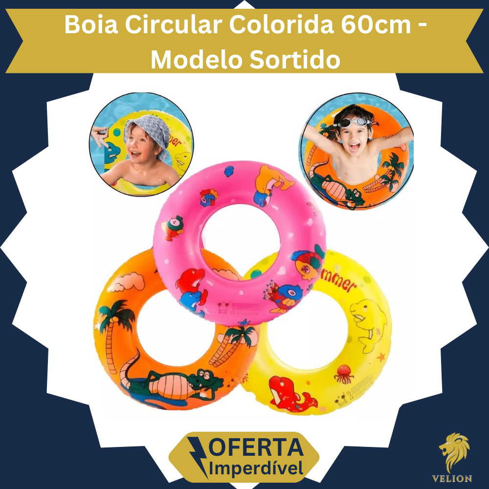 Boia Circular 60cm Inflável Colorida - Modelo Sortido Piscina Praia