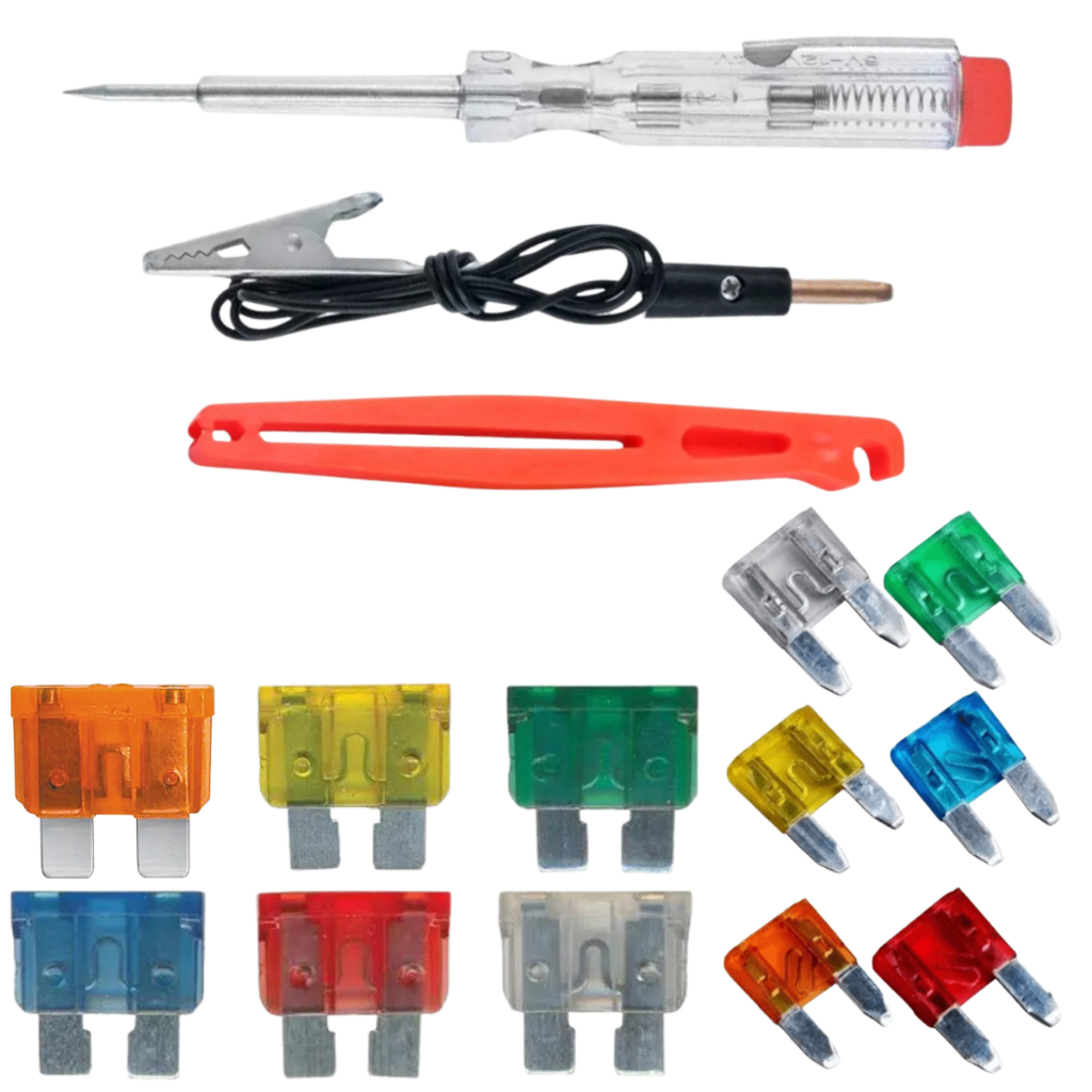 KIT 150 Peças Fusível Automotivo Lâminas Média e Mini