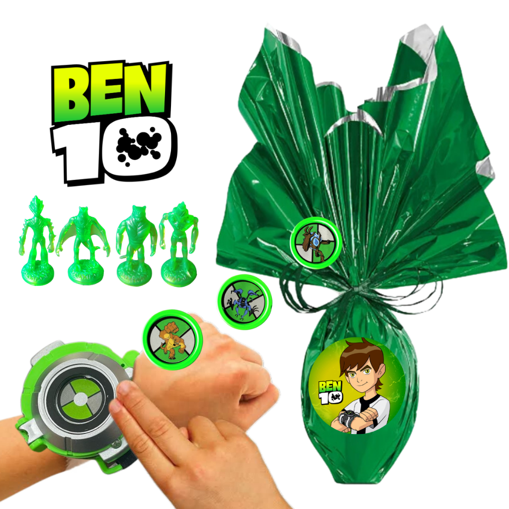Kit Ovo de Páscoa Chocolate Nobre Ao Leite 250g do Ben 10 Personagem Desenho Infantil Menino