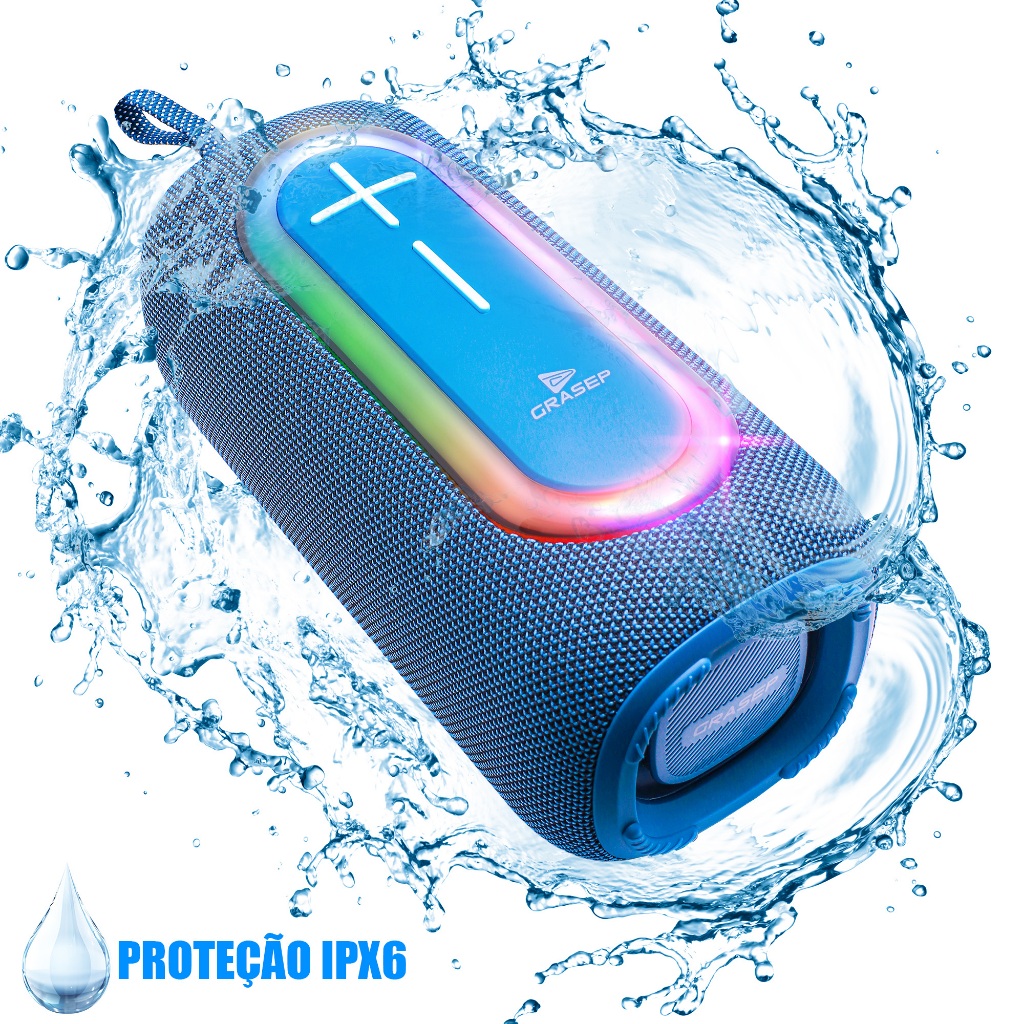 Caixa De Som Bluetooth Alto Falante Portátil 30W Fm Integrado Alça TWS Aux P2 Cartão Sd Usb