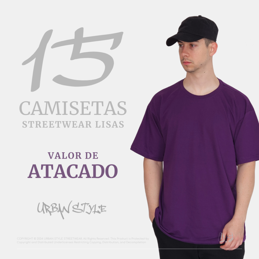 Kit 15 Camisetas Streetwear Oversized Várias Cores 100% Algodão 30.1 Penteado Atacado Camisa Básica