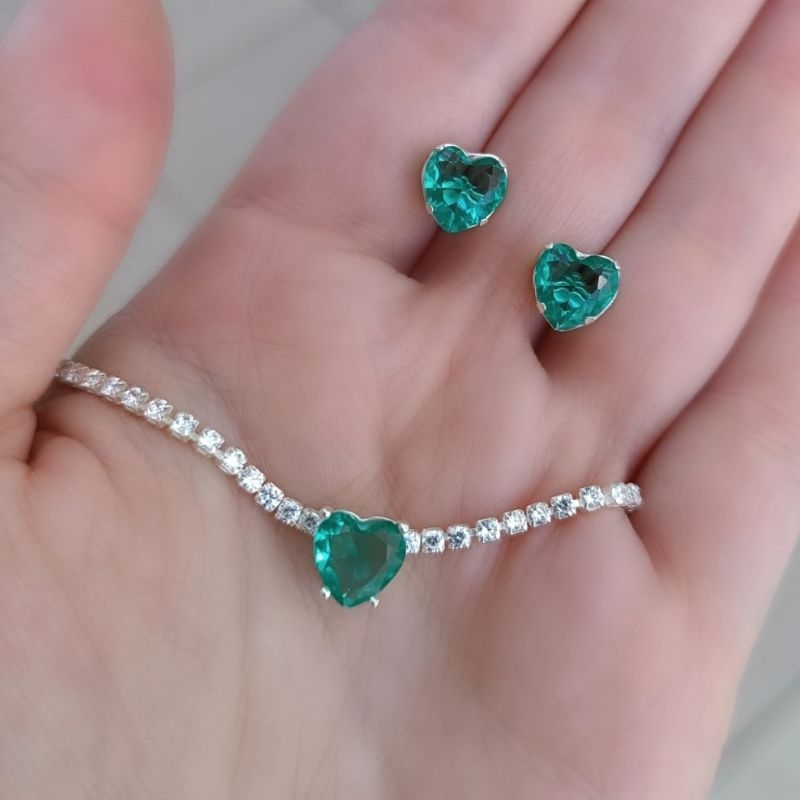 Brinco Feminino Choker Riviera de Coração em Zircônias e Prata 925 em Oferta na Shopee