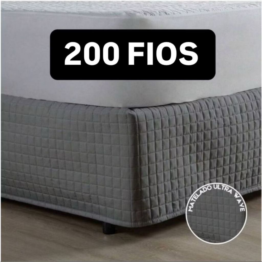 Saia para cama Box QUEEN Matelada Ultra Wave TECIDO 200 Fios em Oferta na Shopee