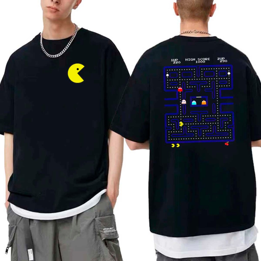 Camiseta Streetwear Oversized Drip Estilo Pac man Game Jogo Old Fliperama