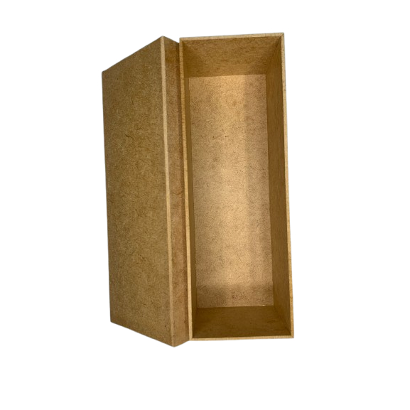 Mini Caixa Retangular C/Tampa 24x9x7,5cm MDF Cru P/Organização Vinho Artesanato