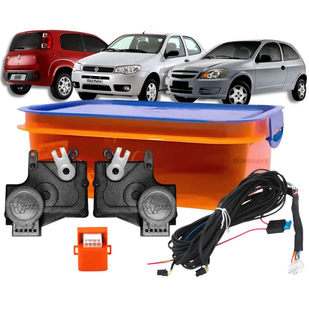 Kit Trava Elétrica Tragial 2 Portas TP2 MN Fiat Palio Fire Economy Uno Strada GM Celta 2 Portas