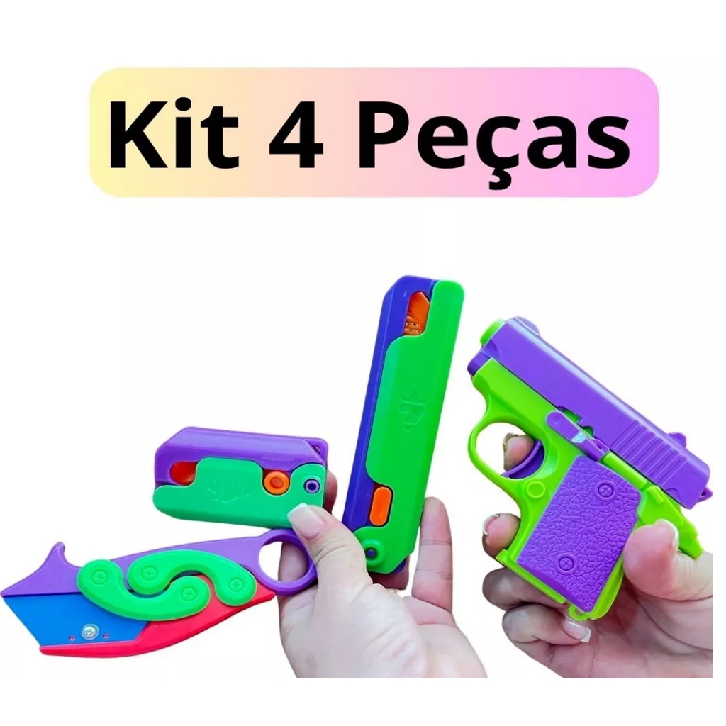 30 Kit de  4 Peças Mini Arminha Faquinha Cenoura Pentinho Canivete  Satisfatório Envio Cores
