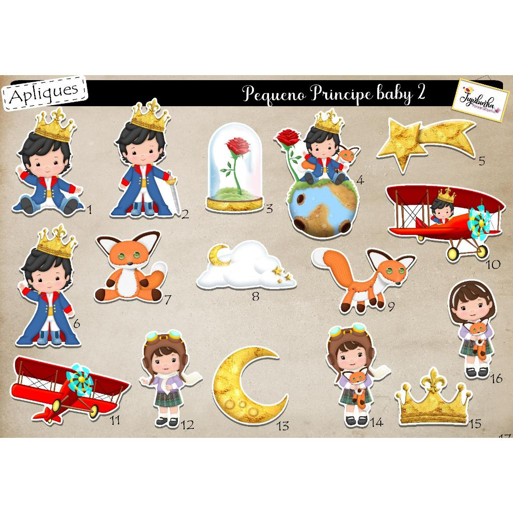 APLIQUES RECORTADOS - PEQUENO PRINCIPE BABY MORENO - TAG, LEMBRANCINHA, DECORAÇÃO, ARTE, ANIVERSÁRIO