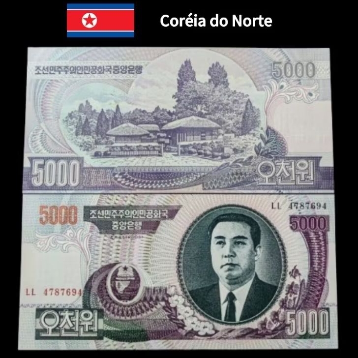 Cédula de 5000 Won da Coréia do Norte FE