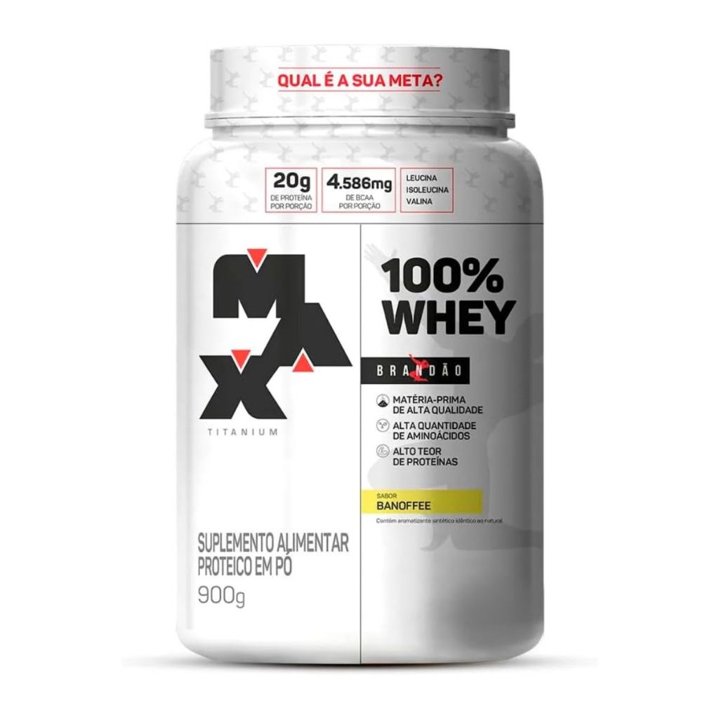 100% Whey Max Titanium Rafael Brandão Sabor Banoffee Com 900g - Health