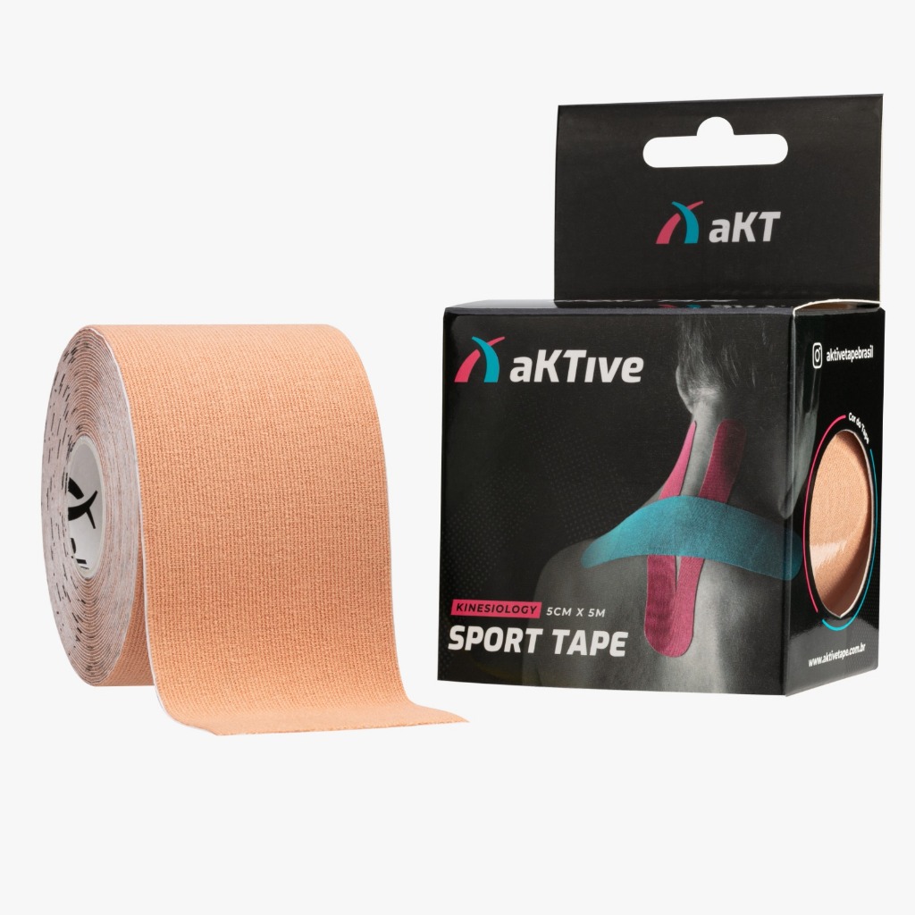 Bandagem AKTive Sport Tape Kinesiology - 5cm X 5m - Cor Da Pele - Aktive Tape