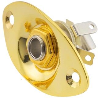 Jack Plate Oval Metal Dourado Para Guitarra Com Conector