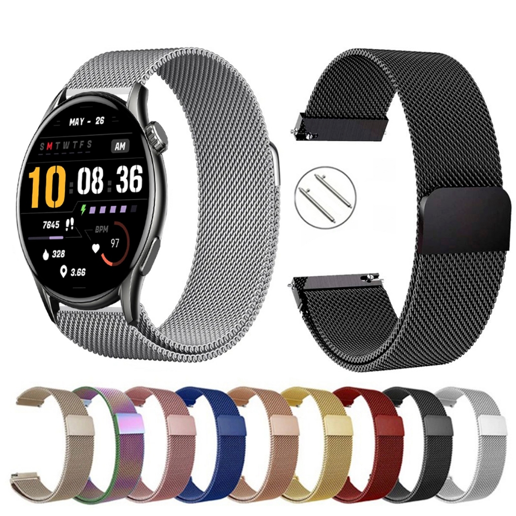 Pulseira de 22mm milanesa aço inox para Smartwatch Tranya LS de Engate Rapido  Pronta entrega no Brasil