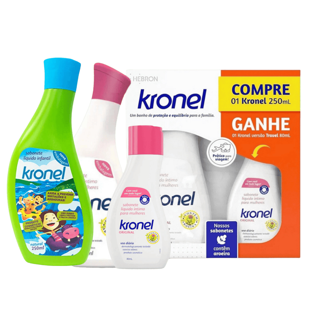 Sabonete Líquido Íntimo Kronel Adulto e Infantil - Escolha Unitário ou Kit - 80mL - 250mL Corporal