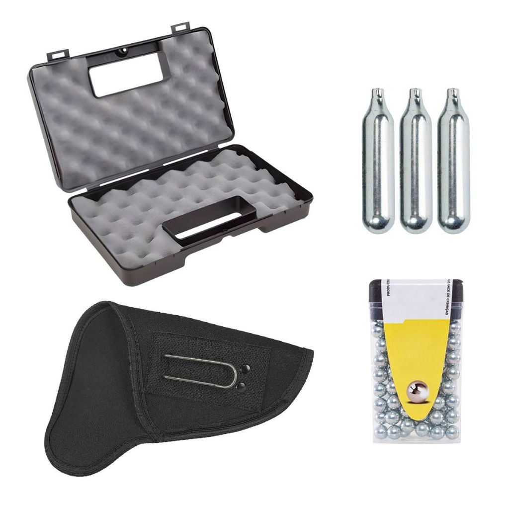 Esferas de Aço + Coldre + Maleta + 3 Cilindros de CO2 em Oferta na Shopee