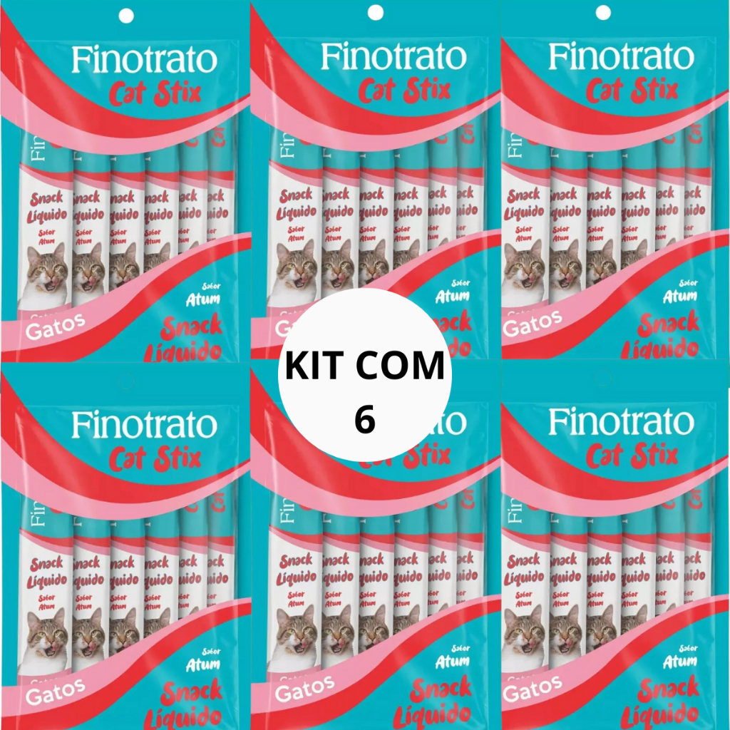 Fino Trato Stix  36 stix Atum Petisco Úmido Para Gatos Kit com 6