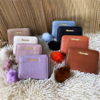 Carteira Feminina Couro Pequena Moderna De Alta Qualidade Porta Moeda Porta Cartão Bolso Interno Com Pompom Alto Padrão em Oferta na Shopee