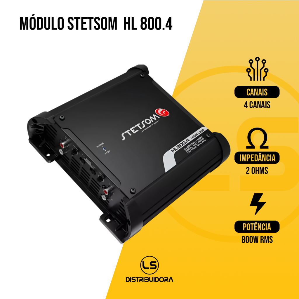 Módulo Amplificador Stetsom Hl 800.4 800w Rms 2 Ohms 4 Canais