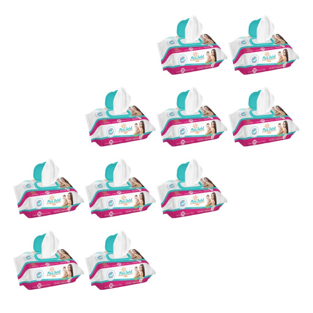 Toalha Umedecida Meu Bebê Ultra 1000 Folhas (10undX100fls) em Oferta na Shopee
