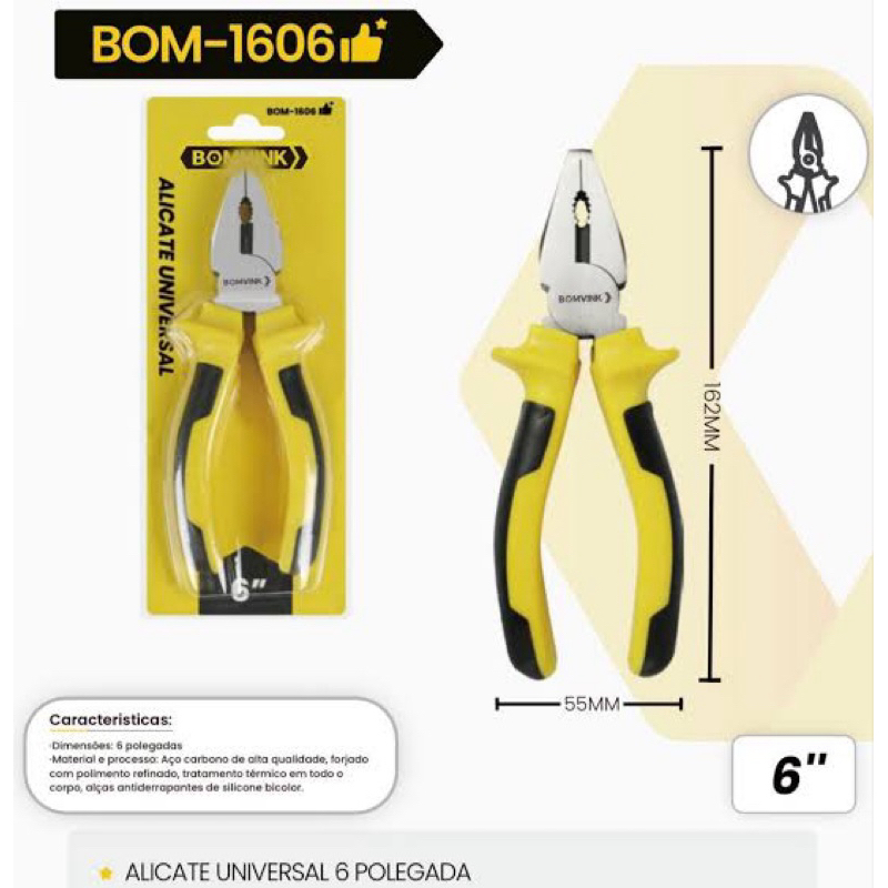 Alicate Universal 6” Profissional – Resistência e Precisão!