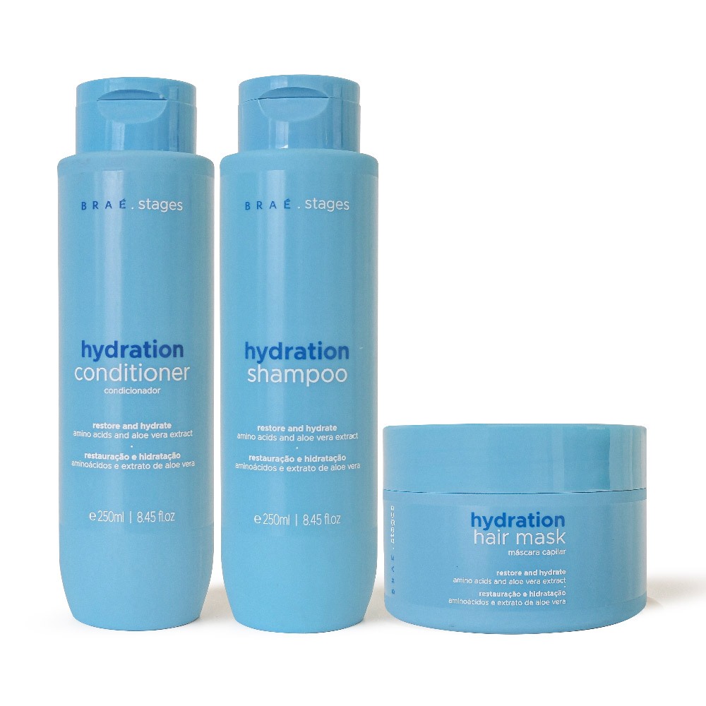 Kit 3 Itens Shampoo + Condicionador + Máscara Capilar Braé Stages Hydration Hidratação e R...