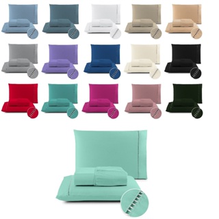 Jogo de Lençol 02 a 03 Peças 400 Fios Cama Solteiro Casal Queen King Micropercal Ponto Palito em Oferta na Shopee