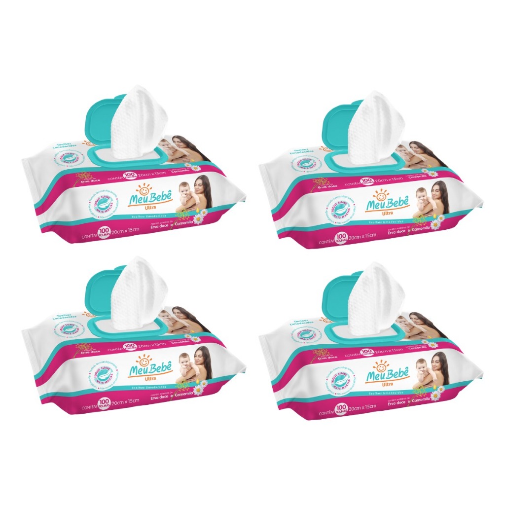 Toalha Umedecida Meu Bebê Ultra 400 Folhas (4undX100fls) em Oferta na Shopee