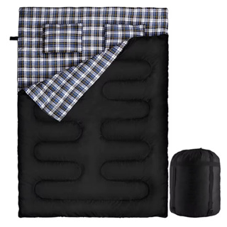 Saco de Dormir Casal Travesseiro Flanela 225*150cm Impermeável Envelope Camping Preto WCT FITNESS em Oferta na Shopee