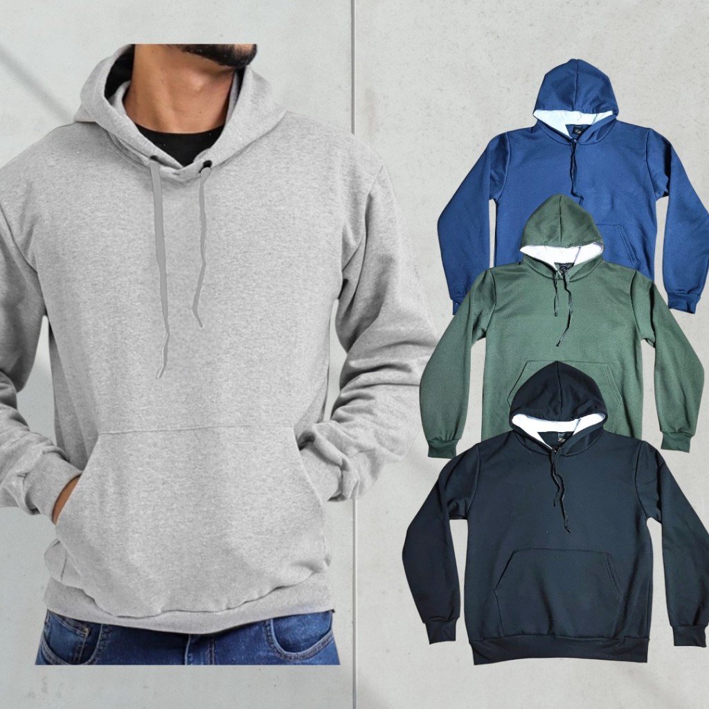 Blusa Moletom Canguru 3 Cabo Com Capuz Liso Unissex Tendência Masculina Feminino Over Size Grossa