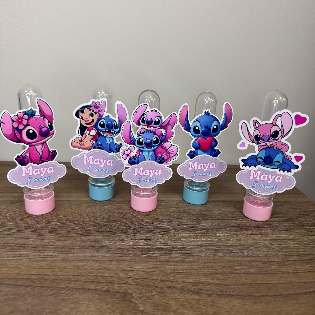 Tubetes + Apliques 3D Personalizado Lembrancinha Festa Aniversário Stitch em Oferta na Shopee