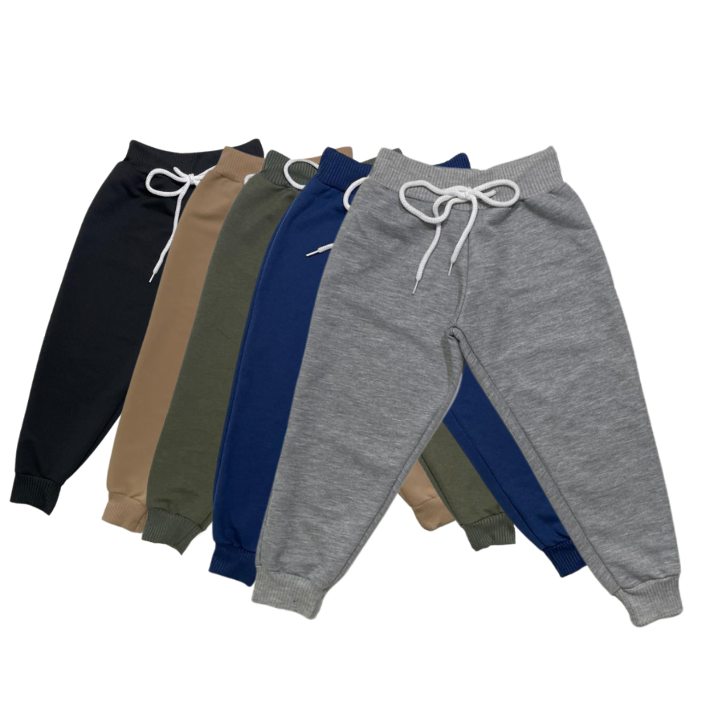 Kit 5 Calças Lisas Sem Estampa Moletom Moletinho Infantil Unissex Menina Menino Inverno