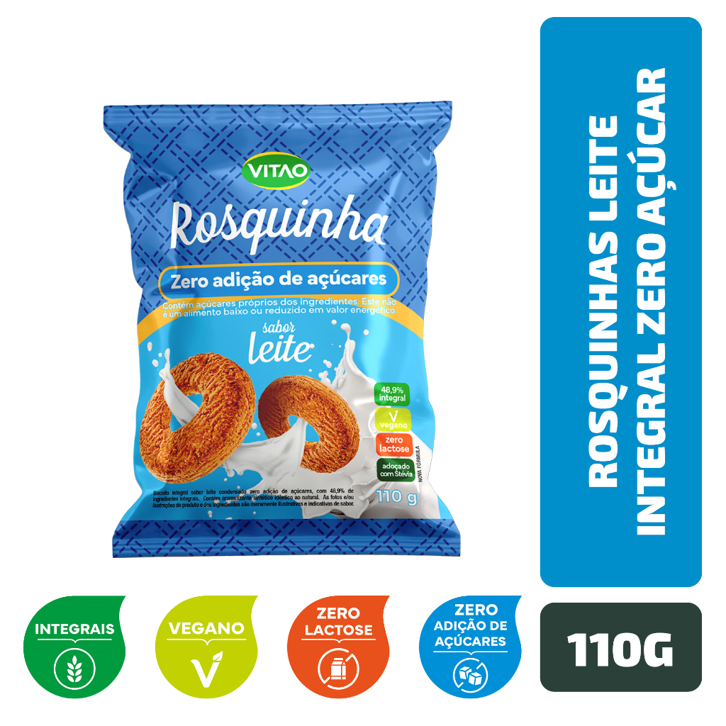 Rosquinhas Leite Integral Zero Açúcar Vitao 110 g