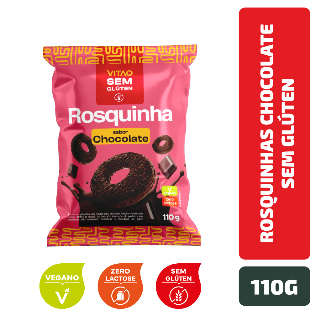 Rosquinhas Chocolate Sem Glúten 110 g em Oferta na Shopee