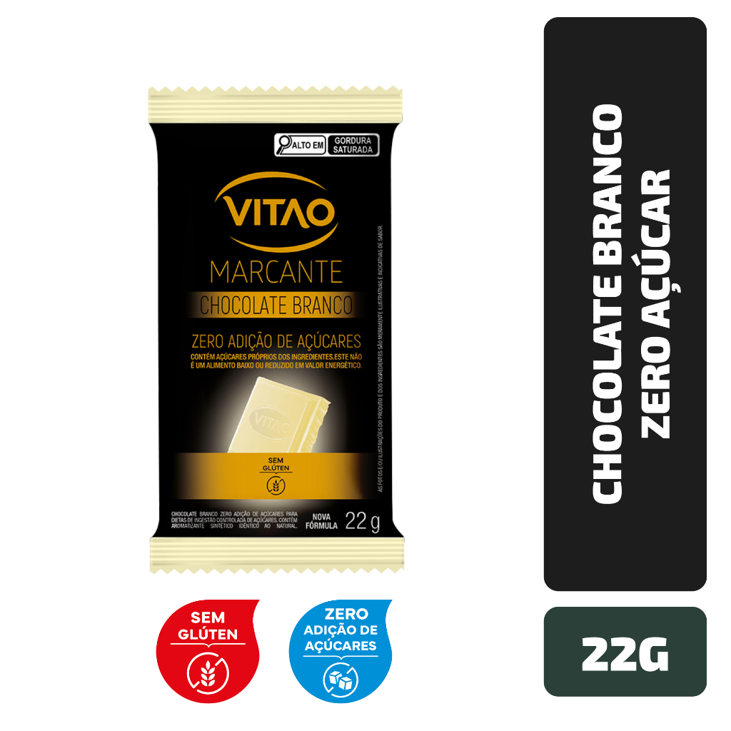 Chocolate Branco Zero Açúcar Marcante 22 g em Oferta na Shopee