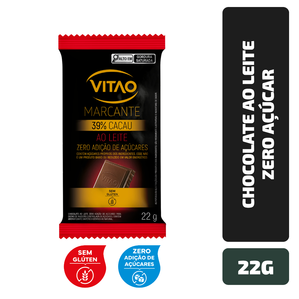 Chocolate Ao Leite Zero Açúcar Marcante 22 g em Oferta na Shopee