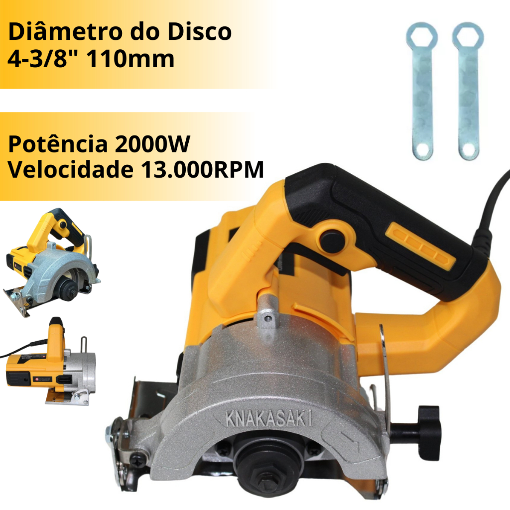 Serra Mármore Rolamentada 2000w 13000 Rpm 110mm Cortador de Concreto Maquita de Mão