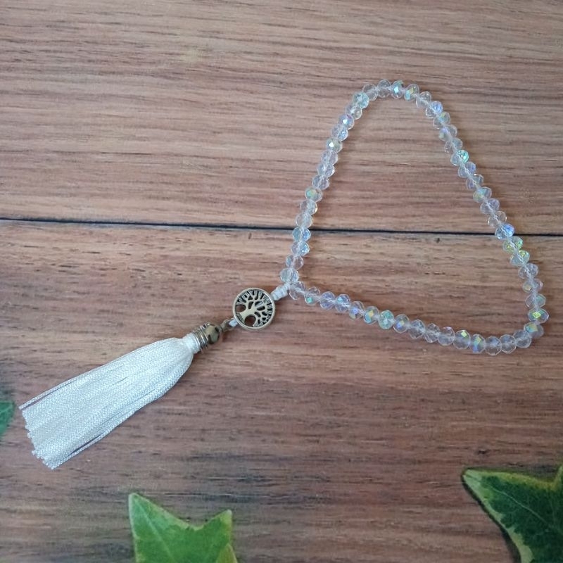 Imagem Japamala 54 Contas Cristal Boreal Rosário Budista Meditação Ref:288