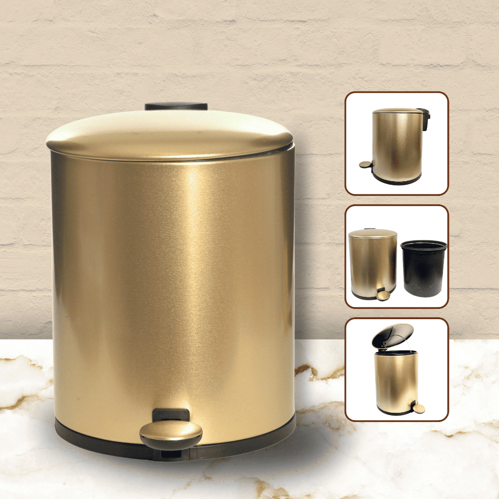 Lixeira com Pedal Gold 5L – Elegante, Funcional e Ideal para Cozinha, Banheiro e Escritório