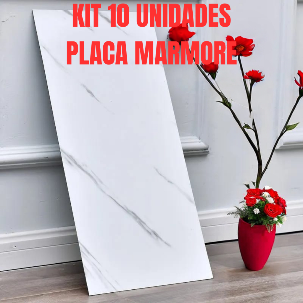 Kit 10 Placas Mármore Vinílico Adesivo 60x30 Parede Decoração Lavável
