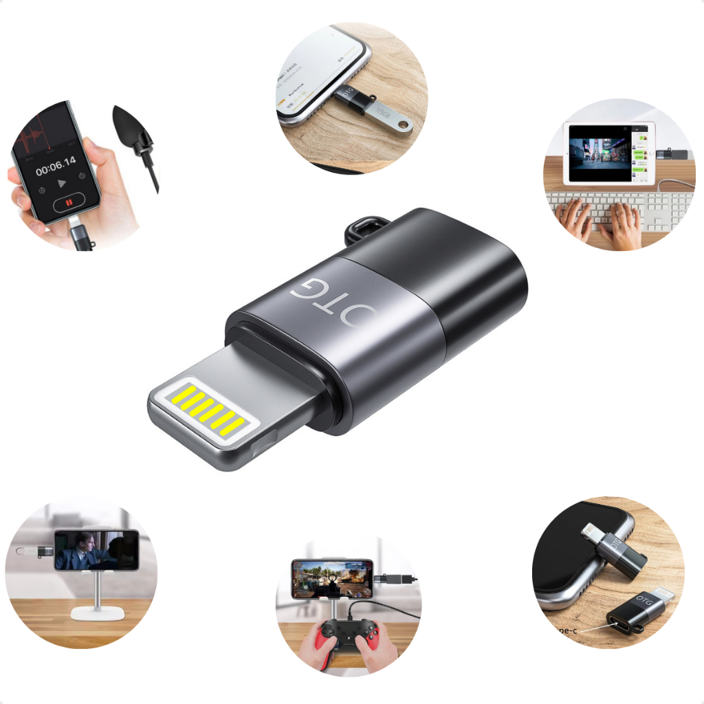 Adaptador OTG Usb C Fêmea para Lightning Compatível com Apple iPad e iPhone vários modelos