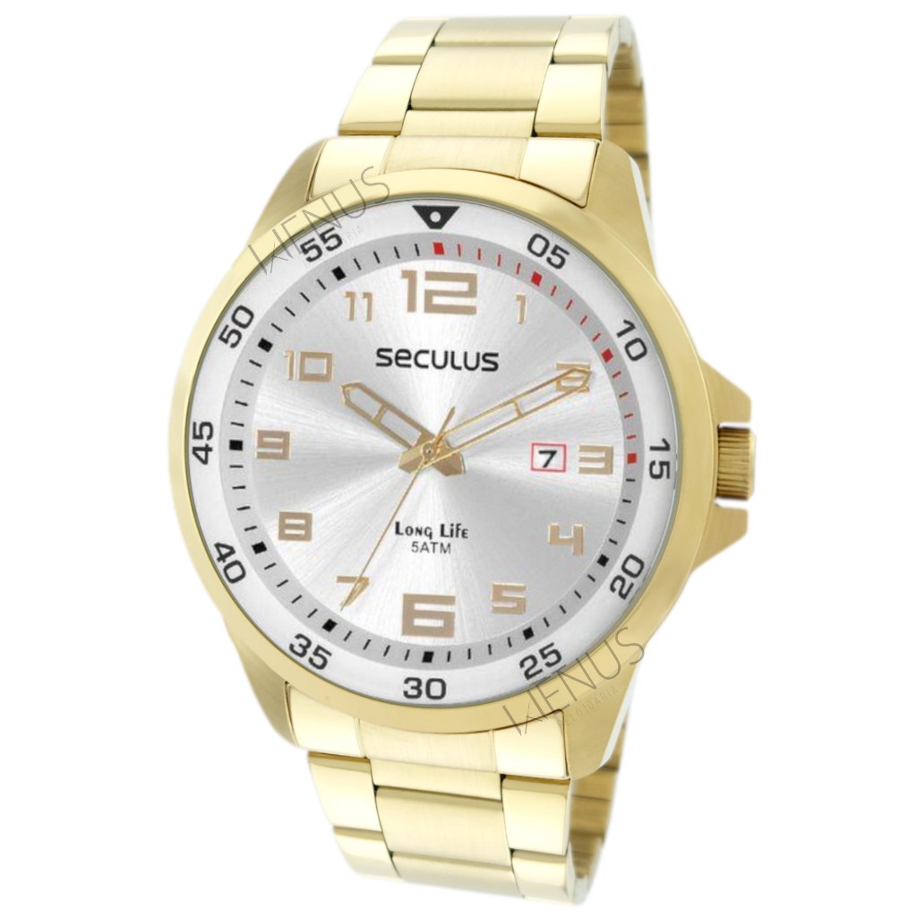 Relogio Pulso Seculus Presente Dia Namorados Prova Dágua 50m em Oferta na Shopee